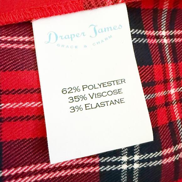 DRAPER JAMES | Red Plaid Navy White Black Flutter Sleeve Ruffle Shift Dress | 14 - Picture 9 of 9